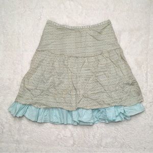 00s American Eagle Beige Blue Layered Knee Length Midi Fairy Coquette Skirt